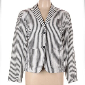 Gap Linen Blend Navy Stripe Lightweight Blazer Jacket Women’s Size 10 Medium